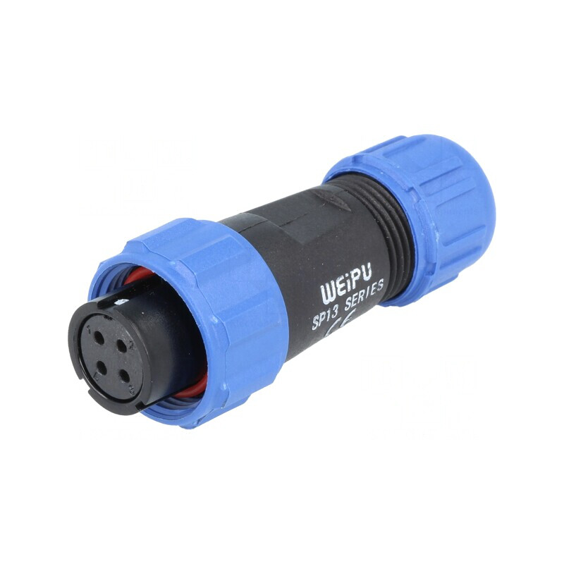 Mufă SP13 Mamă 4 PIN IP68 Lipire pe Cablu 200V 5A | Electronic-mag.ro | Componente Electronice