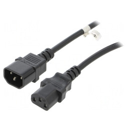 Cablu Alimentare IEC C13-C14 1m Negru 10A 250V | Electronic-mag.ro | Componente Electronice