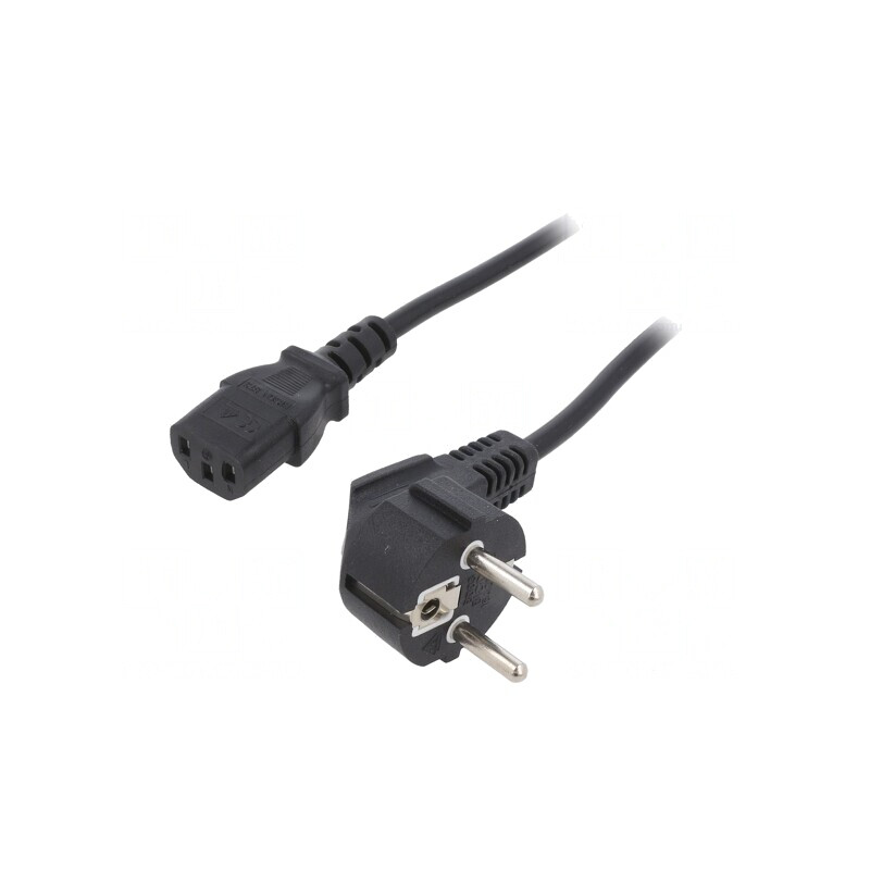 Cablu Alimentare 3x0.75mm2 cu Ștecăr Unghiular și Conector IEC C13 | Electronic-mag.ro | Componente Electronice