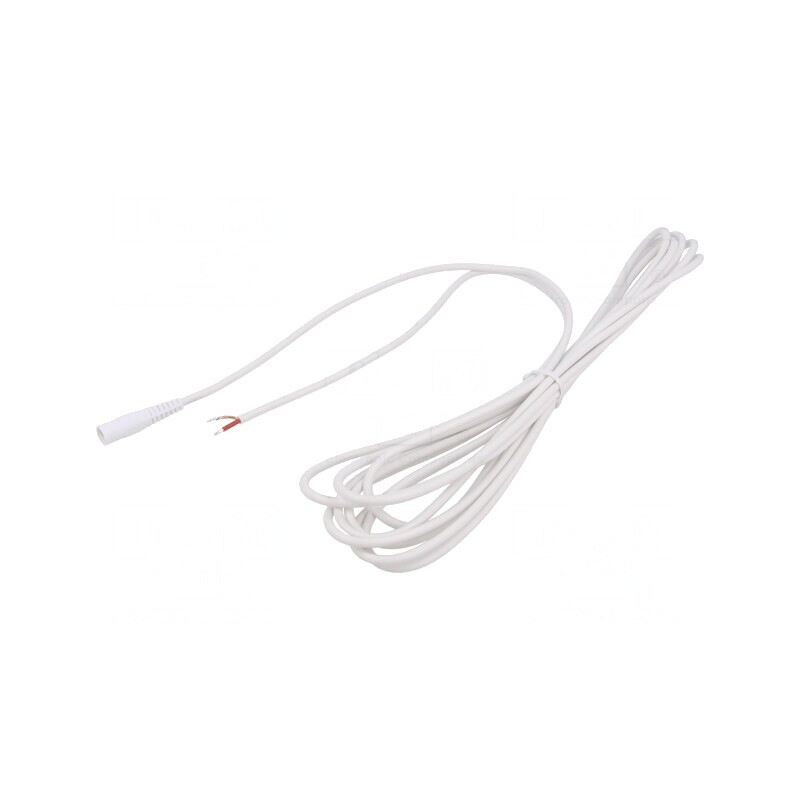 Cablu Alb 1x1mm2 DC 5,5/2,5 Soclu Drept 1,5m | Electronic-mag.ro | Componente Electronice