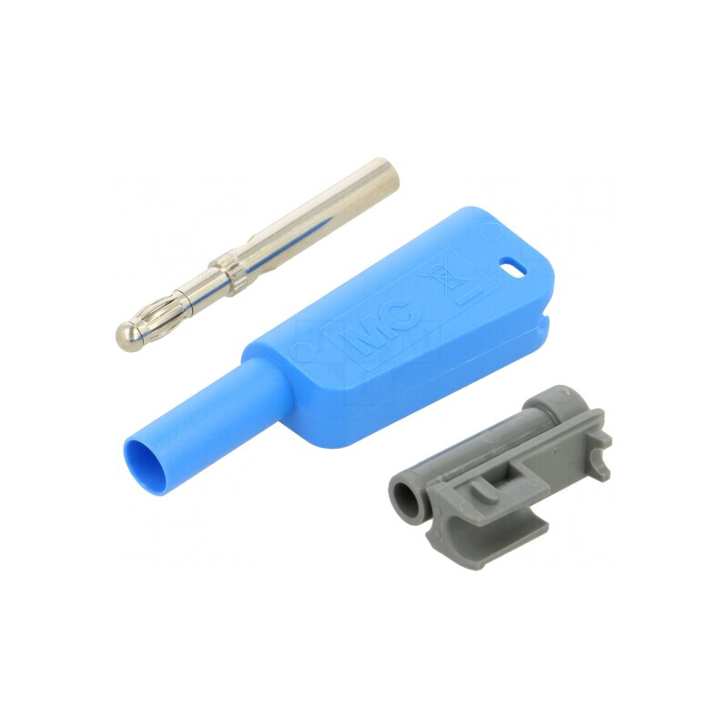 Conector banană 4mm albastru cu izolație 19A 1kV | Electronic-mag.ro | Componente Electronice