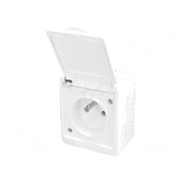Conector Alimentare AC 2P PE 250VAC 16A Alb Murale | Electronic-mag.ro | Componente Electronice