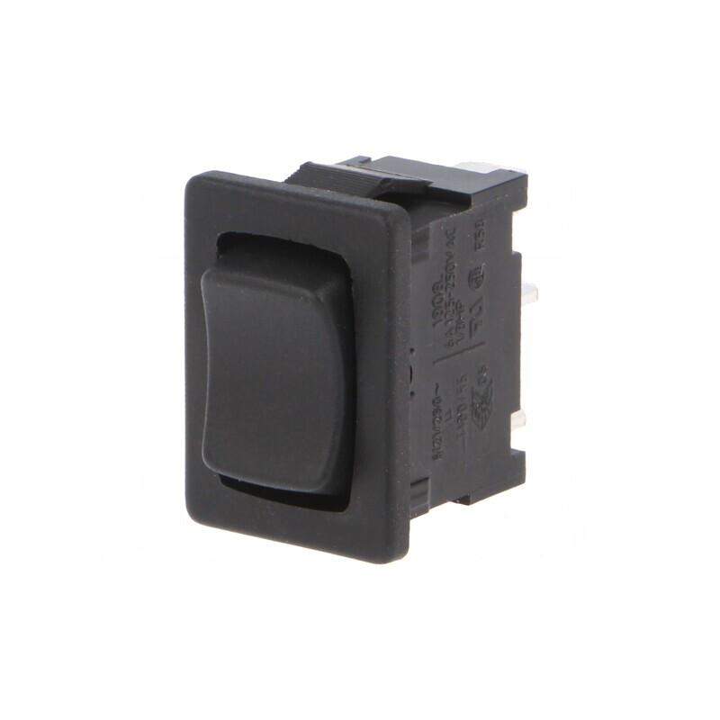 Comutator Bascule ON-OFF-ON 6A/250V Negru IP40 | Electronic-mag.ro | Componente Electronice