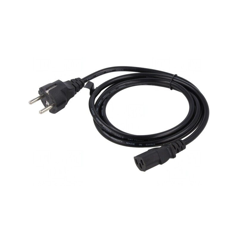 Cablu Alimentare Negru 3m 3x0.75mm2 CEE 7/7 la IEC C13 | Electronic-mag.ro | Componente Electronice