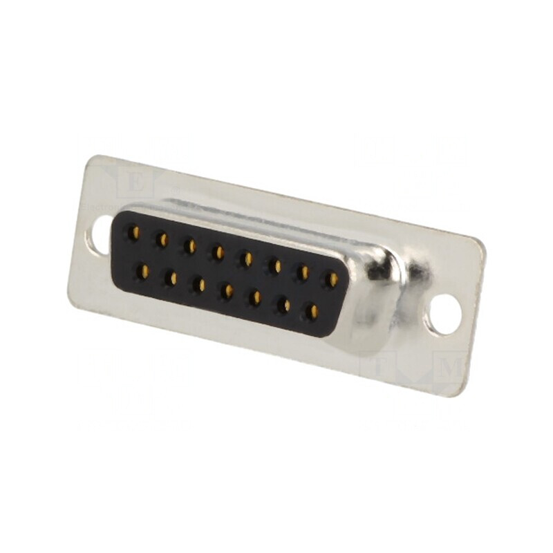 Mufă D-Sub 15 PIN Mamă Lipire Neagră Aurită | Electronic-mag.ro | Componente Electronice