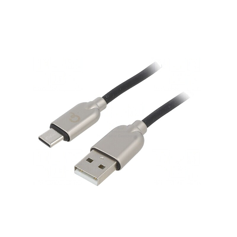 Cablu USB 2.0 USB-A la USB-C Aurit 1m Negru 480Mbps | Electronic-mag.ro | Componente Electronice