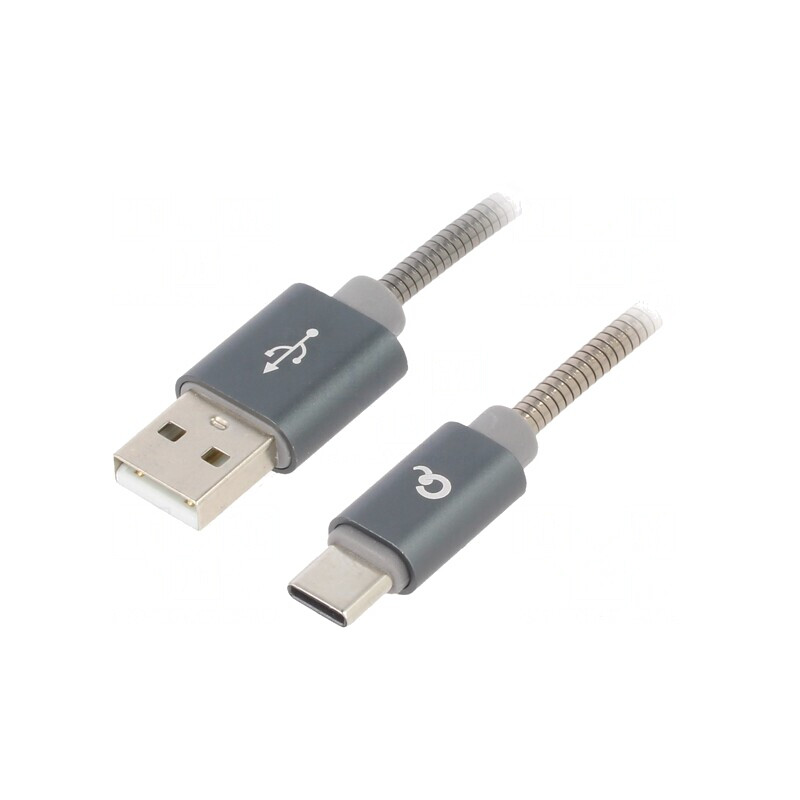 Cablu USB 2.0 USB-A la USB-C 1m Gri 480Mbps Textil | Electronic-mag.ro | Componente Electronice