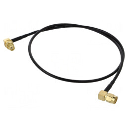 Cablu RP-SMA Tată la SMA Soclu Negru în Unghi 0,5m 50Ω | Electronic-mag.ro | Componente Electronice