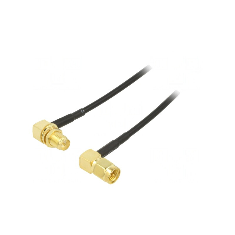 Cablu RP-SMA Mamă la SMA Mufă 0,5m Negru în Unghi 50Ω | Electronic-mag.ro | Componente Electronice