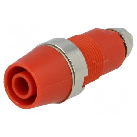 Soclu Banană 4mm 32A Roșu Nichelat 38,7mm | Electronic-mag.ro | Componente Electronice