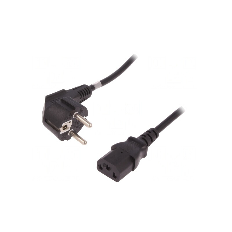 Cablu Alimentare 3x0,75mm2 cu Ștecăr Unghiular și Conector IEC C13 | Electronic-mag.ro | Componente Electronice