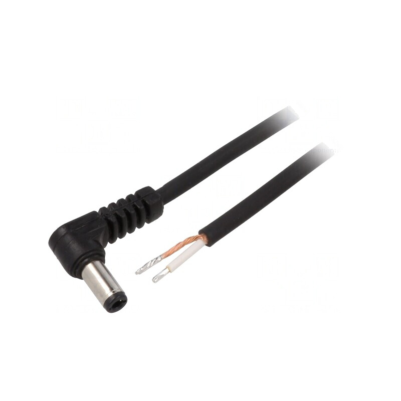 Cablu Alimentare 1x0,75mm2 DC 5,5/2,5 Mufă Unghi Negru 1,5m | Electronic-mag.ro | Componente Electronice