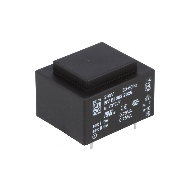 Transformator încapsulat 1,5VA 230VAC 9V 9V PCB | Electronic-mag.ro | Componente Electronice