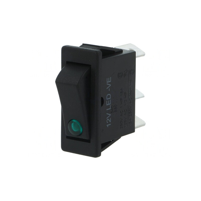 Comutator Balansoar ON-OFF cu LED Negru 12V 12A/250VAC | Electronic-mag.ro | Componente Electronice