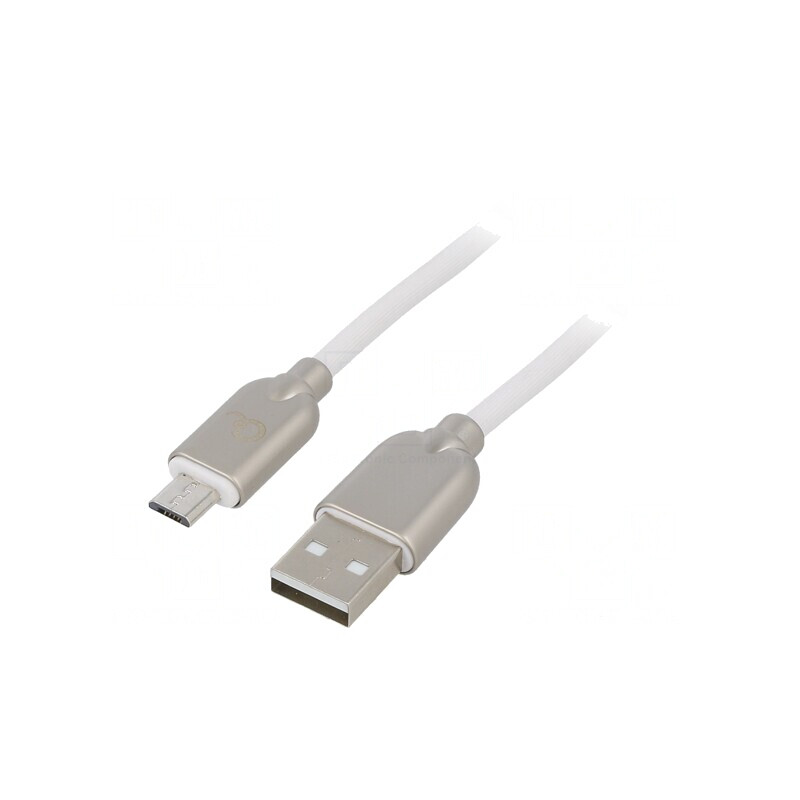 Cablu USB 2.0 A la Micro B 1m Alb Aurit | Electronic-mag.ro | Componente Electronice