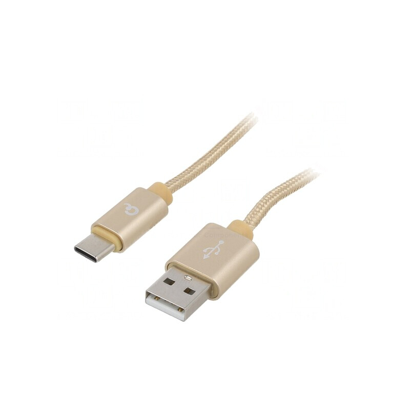 Cablu USB 2.0 USB-A la USB-C 1.8m Aurie Textilă | Electronic-mag.ro | Componente Electronice