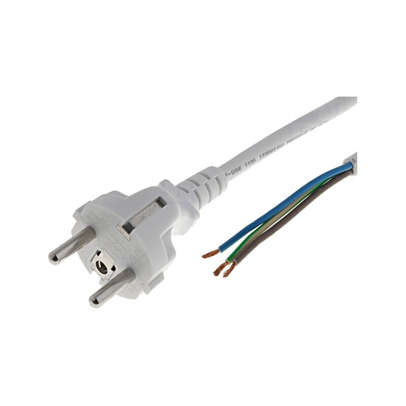 Cablu Alimentare PVC Alb 1,8m 3x1mm2 16A | Electronic-mag.ro | Componente Electronice