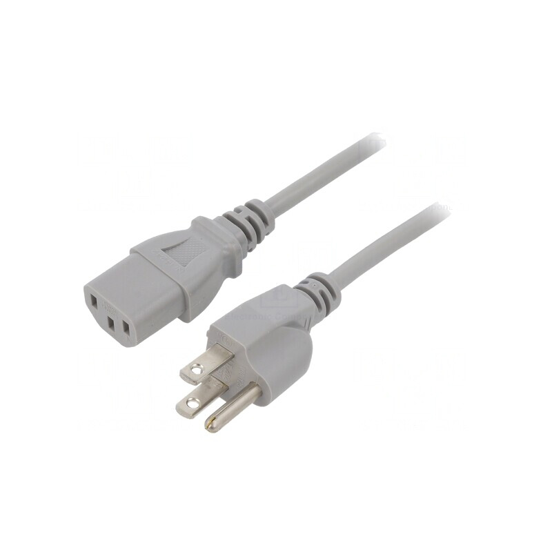 Cablu de Alimentare 3x18AWG IEC C13 la NEMA 1.8m Gri | Electronic-mag.ro | Componente Electronice