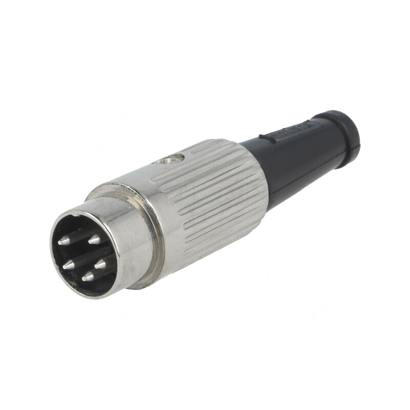 Mufă DIN 5-Pin 240° drept pe cablu 34V | Electronic-mag.ro | Componente Electronice