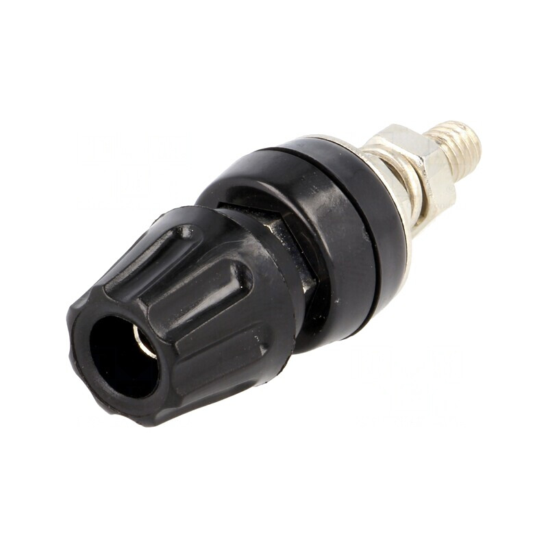 Soclu Banană Negru 4mm 50A 60VDC cu Înșurubare 57mm | Electronic-mag.ro | Componente Electronice
