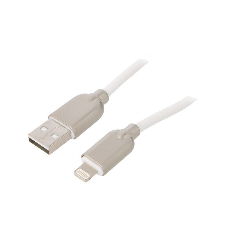 Cablu USB 2.0 Lightning 1m Alb 480Mbps | Electronic-mag.ro | Componente Electronice
