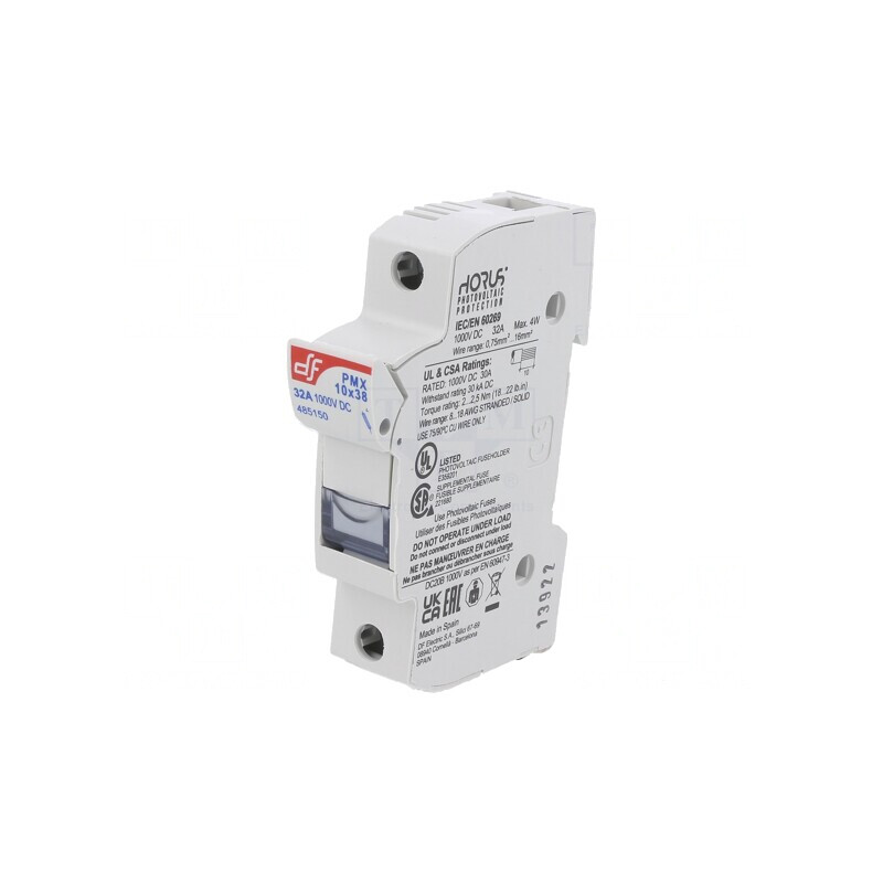 Clemă siguranțe 10x38mm pentru șină DIN 32A 1kVDC | Electronic-mag.ro | Componente Electronice