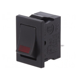 Comutator Rocker SPST ON-OFF 3A 250V cu LED Negru | Electronic-mag.ro | Componente Electronice