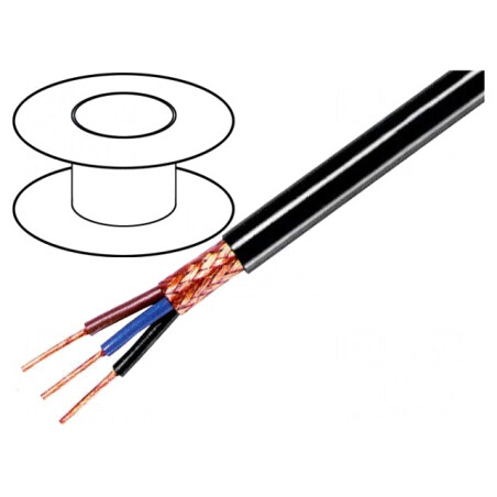 Cablu ecranat 3x1mm2 cupru negru | Electronic-mag.ro | Componente Electronice