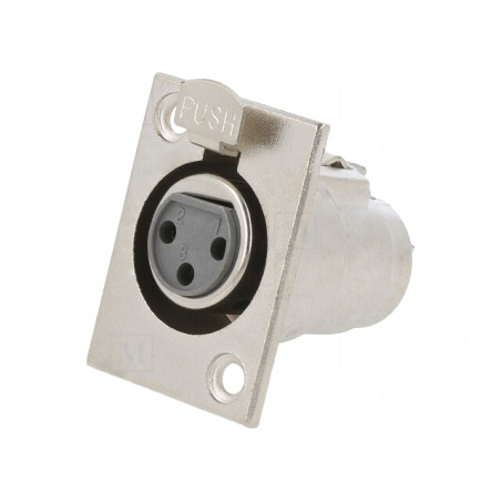 Soclu XLR Mamă 3 Pin cu Buton pentru Panou | Electronic-mag.ro | Componente Electronice