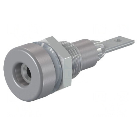 Soclu Banană Gri 2mm 10A 23mm pe Panou cu Izolație | Electronic-mag.ro | Componente Electronice