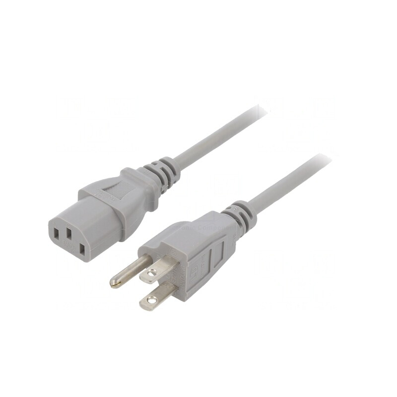 Cablu Alimentare IEC C13 la NEMA 5-15 1.5m Gri | Electronic-mag.ro | Componente Electronice