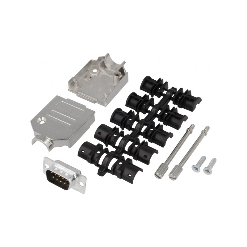 D-Sub 9-Pin Mufă Tată Lipire pe Cablu Neagră Kit Complet | Electronic-mag.ro | Componente Electronice