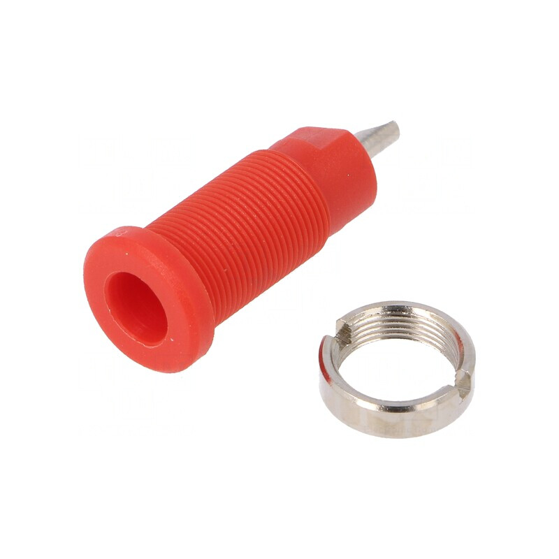 Soclu banană 2mm 10A 600V roșu pentru panou | Electronic-mag.ro | Componente Electronice
