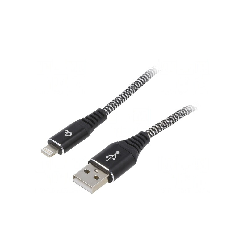 Cablu USB 2.0 Lightning 2m Negru | Electronic-mag.ro | Componente Electronice