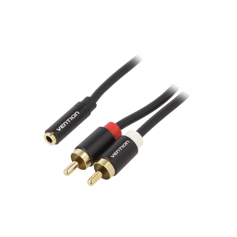 Cablu Jack 3,5mm la RCA 2m Aurit Negru | Electronic-mag.ro | Componente Electronice