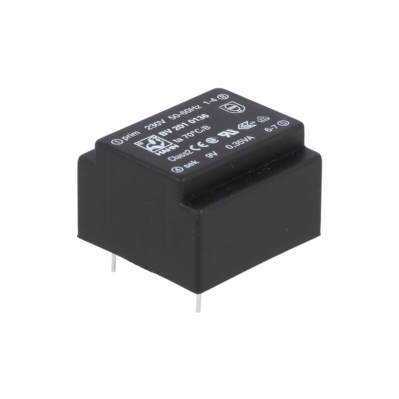 Transformator încapsulat 0,35VA 230V 9V 39mA PCB | Electronic-mag.ro | Componente Electronice