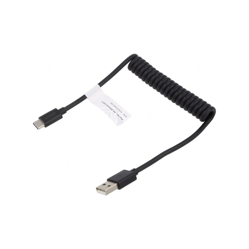 Cablu USB 2.0 Power Delivery Spiralat Negru | Electronic-mag.ro | Componente Electronice