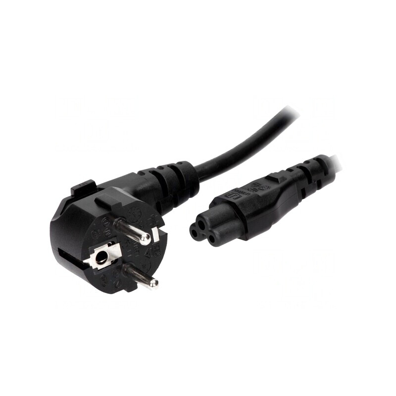 Cablu Alimentare 3x0,75mm2 cu Ștecăr în Unghi și Conector IEC C5 | Electronic-mag.ro | Componente Electronice
