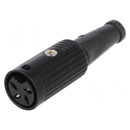 Mufă DIN mamă 4 pini 216° cablu lipire 34V | Electronic-mag.ro | Componente Electronice