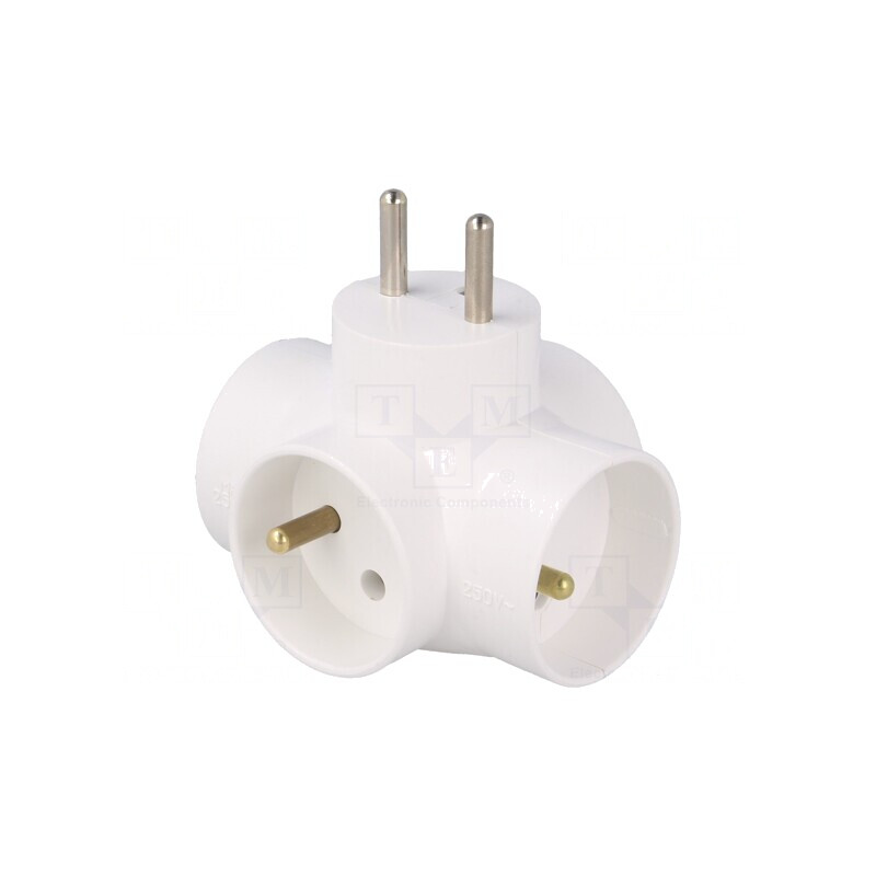 Conector alimentare AC splitter alb 4 socluri | Electronic-mag.ro | Componente Electronice