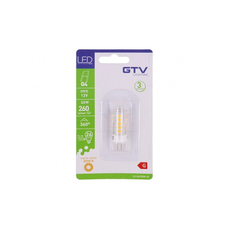 Lampă LED G4 3W 3000K 360° 12V Alb Cald | Electronic-mag.ro | Componente Electronice