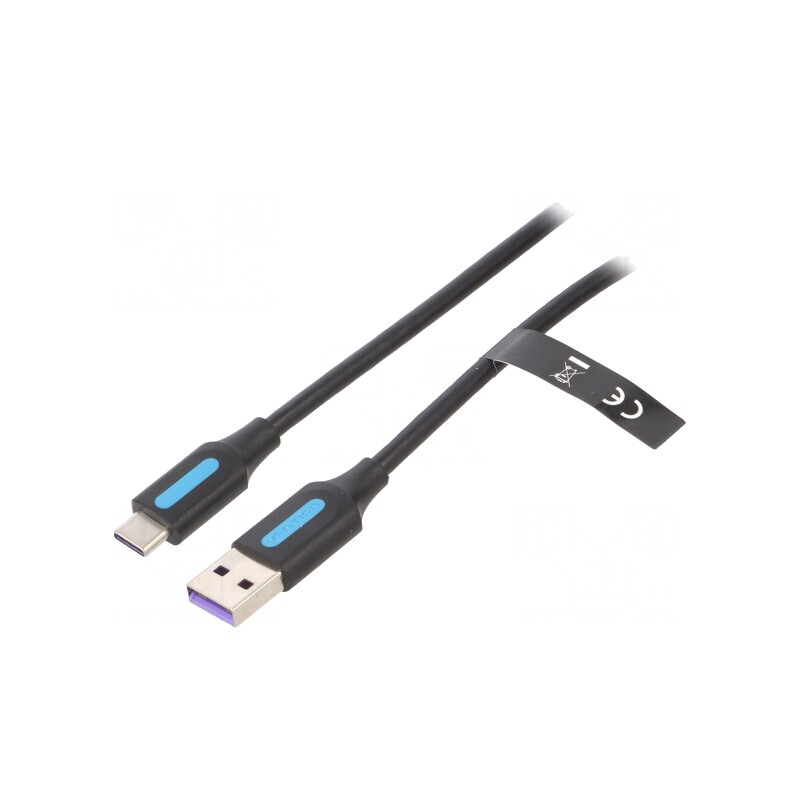 Cablu USB 2.0 A la C 2m Negru 480Mbps PVC | Electronic-mag.ro | Componente Electronice