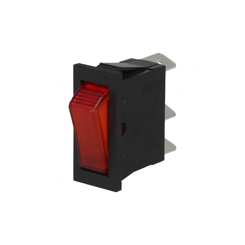 Comutator Rocker SPST ON-OFF 16A 250V Roșu cu Neon | Electronic-mag.ro | Componente Electronice
