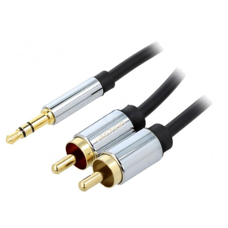 Cablu Jack 3,5mm la RCA Aurit 1m | Electronic-mag.ro | Componente Electronice