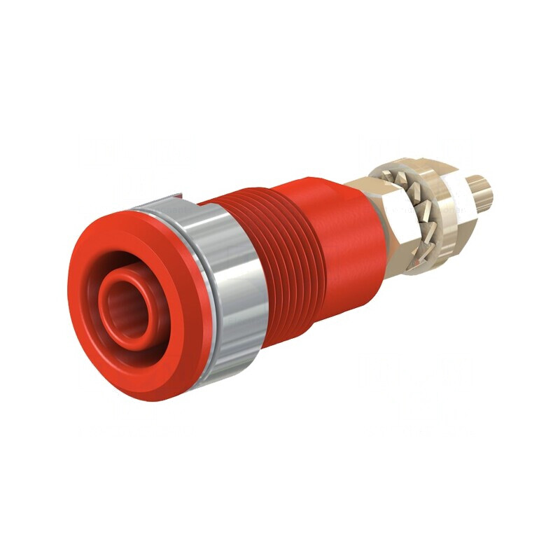 Soclu banană 4mm roșu aurit 32A 1kV | Electronic-mag.ro | Componente Electronice
