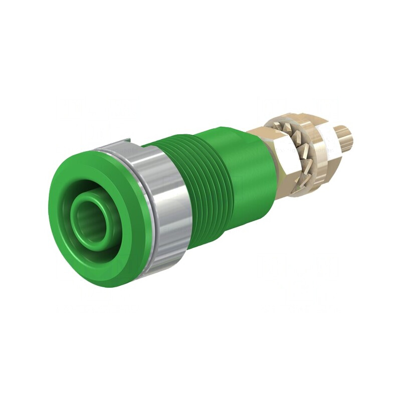 Soclu Banană 4mm Verde Aurit Alamă 32A 1kV | Electronic-mag.ro | Componente Electronice