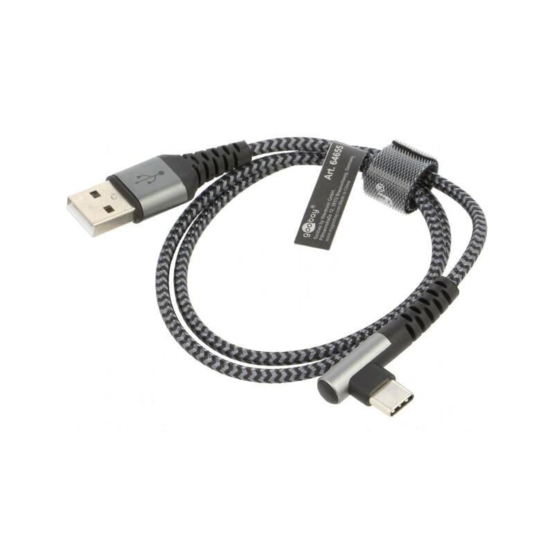 Cablu USB 2.0 USB A la USB C în unghi 0,5m | Electronic-mag.ro | Componente Electronice