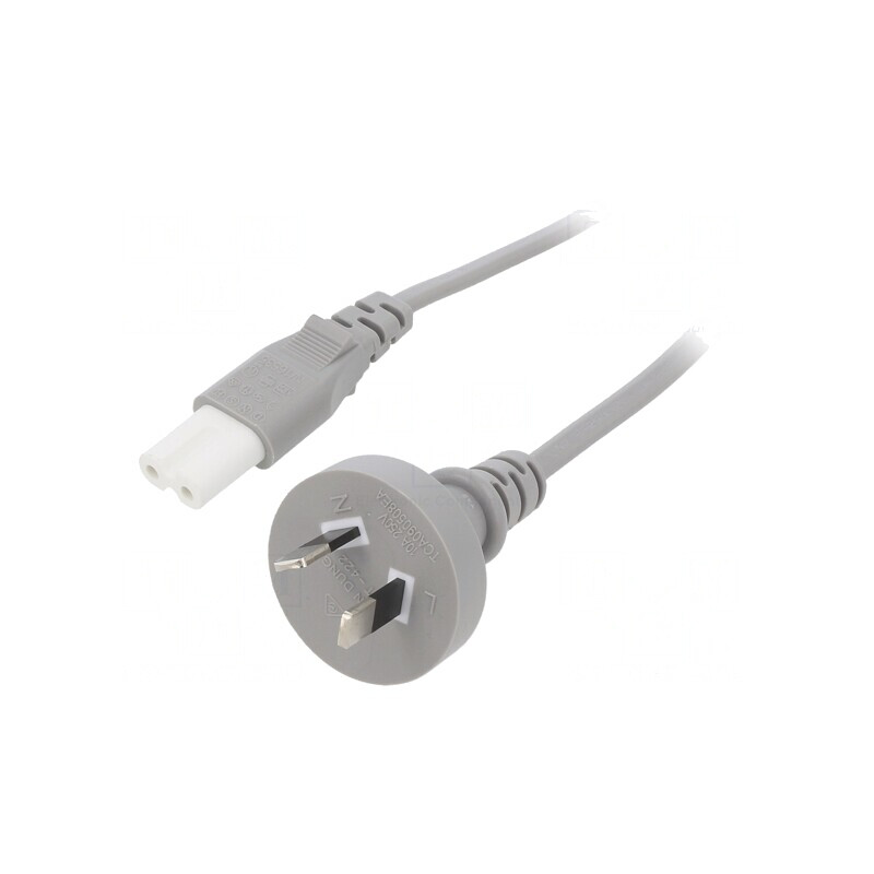Cablu Alimentare 3m Gri 2x0.75mm2 Mufă AS/NZS 3112 IECC7 | Electronic-mag.ro | Componente Electronice