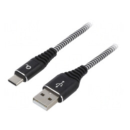 Cablu USB 2.0 USB A la USB C 2m Negru Aurit | Electronic-mag.ro | Componente Electronice