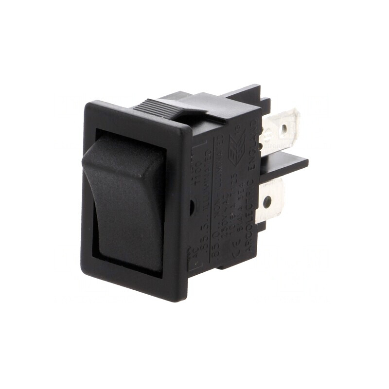 Comutator ROCKER DPST ON-OFF 10A 250V Negru | Electronic-mag.ro | Componente Electronice